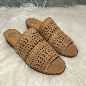 Vince Camuto Rallema Wedge Slides Tan NWOT